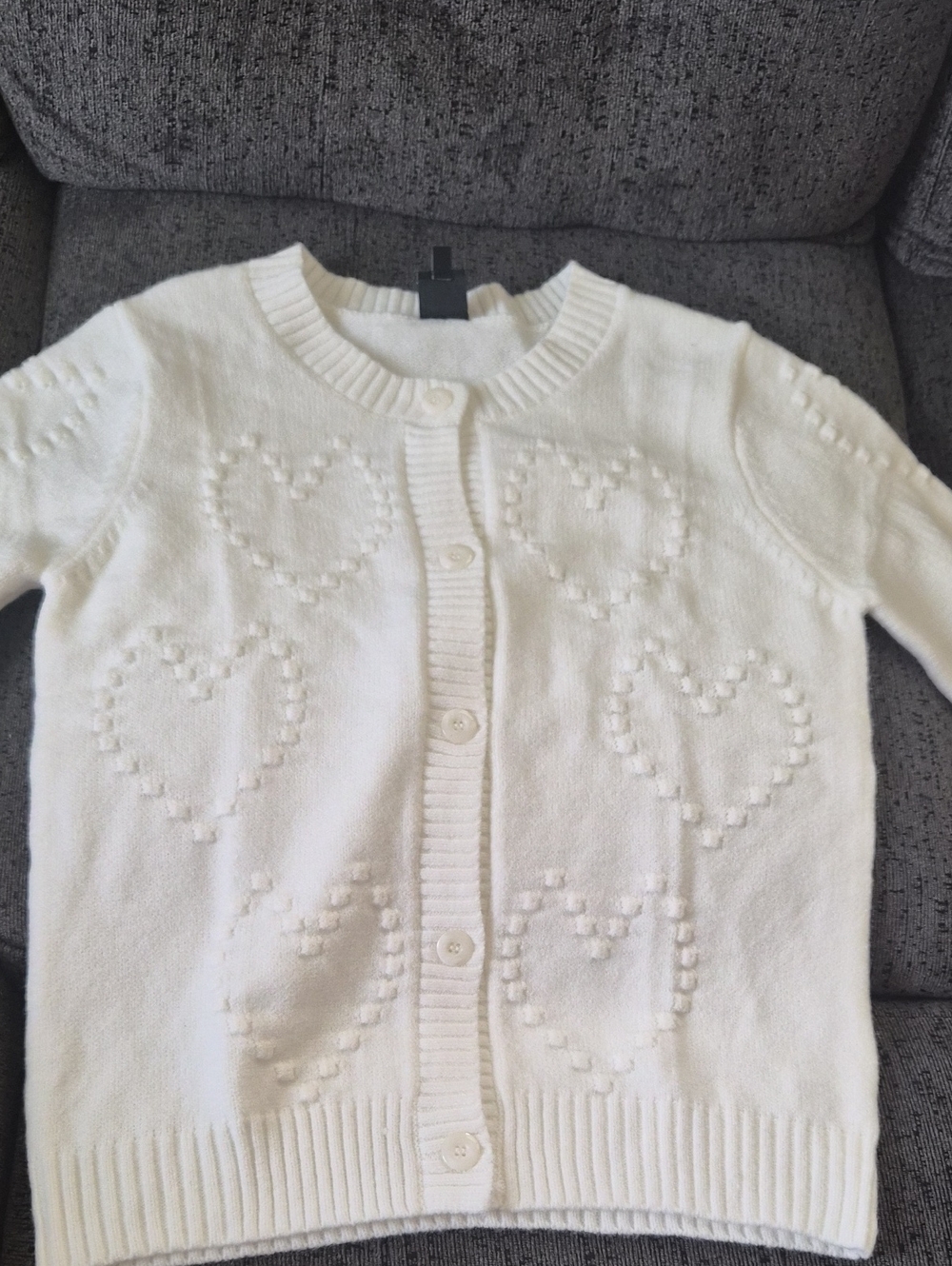 bobeau Cream Heart-Detail Button Cardigan